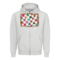 Dove Grey race background with leopard frame Zipper Hoodie - HRA Design Shop