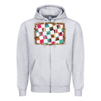 Heather Grey race background with leopard frame Zipper Hoodie - HRA Design Shop
