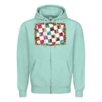 Seafoam race background with leopard frame Zipper Hoodie - HRA Design Shop