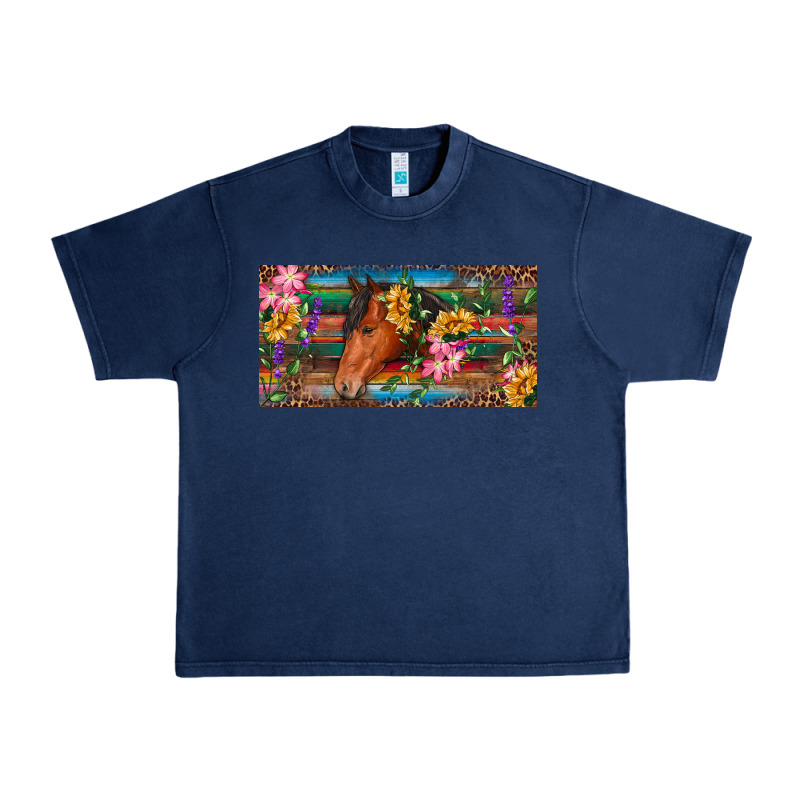 Brown Horse With Flowers And Leopard Urban Heavy Tee by RanaPortraitStore | Teevron