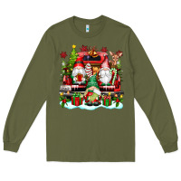 Army Green christmas gnome truck Long Sleeve Tee - texasbilliewilder