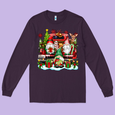 Christmas Gnome Truck Long Sleeve Tee Designed By Texasbilliewilder