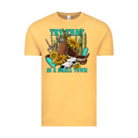 Vintage Mustard try that in a small town Vintage Tee - texasbilliewilder