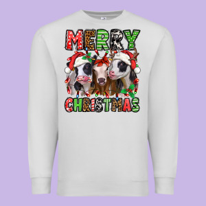 Merry Christmas Heifers Premium Sweatshirt Designed By Jasminsmagicworld