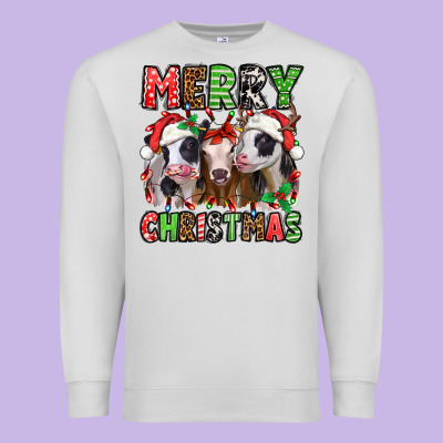 Merry Christmas Heifers Premium Sweatshirt Designed By Jasminsmagicworld