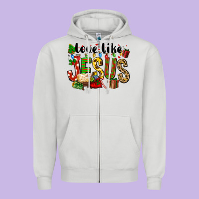 Christmas Love Like Jesus Zipper Hoodie Designed By Fadigitalartstudio
