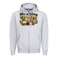 Heather Grey Christmas love like jesus Zipper Hoodie - FaDigitalArtStudio