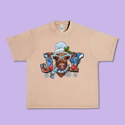 Christmas Snow Cow Joy Urban Heavy Tee Designed By Barkaloodesign