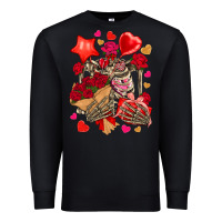 Black valentines day skeleton Premium Sweatshirt - NancyCooperArtShop