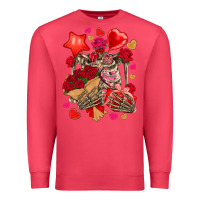 Cardinal valentines day skeleton Premium Sweatshirt - NancyCooperArtShop