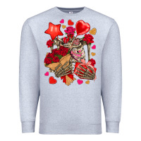 Heather Grey valentines day skeleton Premium Sweatshirt - NancyCooperArtShop