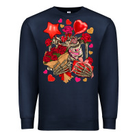 Navy valentines day skeleton Premium Sweatshirt - NancyCooperArtShop