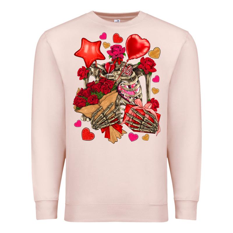 Valentines Day Skeleton Premium Sweatshirt by NancyCooperArtShop | Teevron