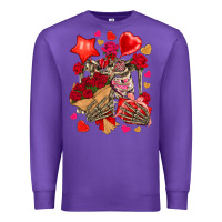 Purple valentines day skeleton Premium Sweatshirt - NancyCooperArtShop