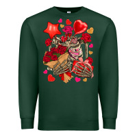 Sports Green valentines day skeleton Premium Sweatshirt - NancyCooperArtShop