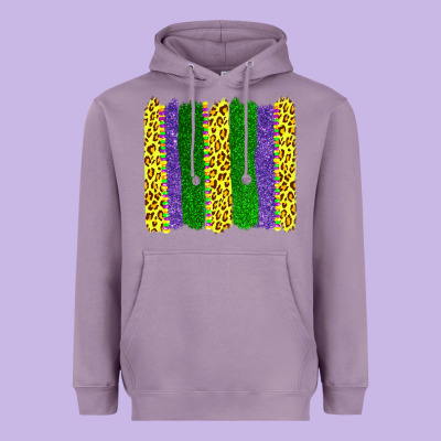 Mardi Gras Leopard Brushstrokes Heavyweight Hoodie Designed By Adodesignshop