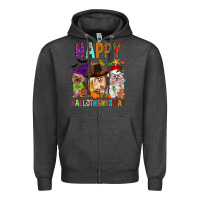 Charcoal Heather Happy hallothankmas dog Zipper Hoodie - FaDigitalArtStudio
