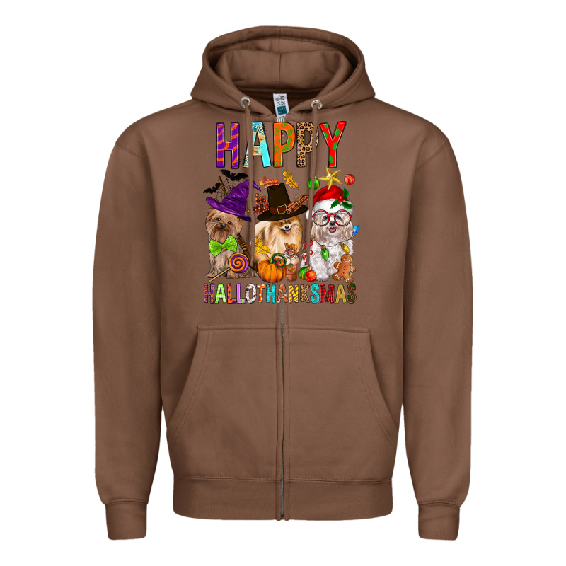 Happy Hallothankmas Dog Zipper Hoodie by FaDigitalArtStudio | Teevron