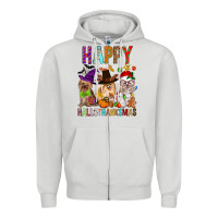 Dove Grey Happy hallothankmas dog Zipper Hoodie - FaDigitalArtStudio