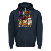 Navy Happy hallothankmas dog Zipper Hoodie - FaDigitalArtStudio