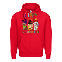 Red Happy hallothankmas dog Zipper Hoodie - FaDigitalArtStudio