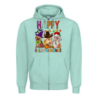 Seafoam Happy hallothankmas dog Zipper Hoodie - FaDigitalArtStudio