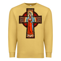 Antique Gold lady of guadalupe leopard cross Premium Sweatshirt - BarkalooDesign
