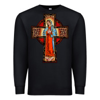 Black lady of guadalupe leopard cross Premium Sweatshirt - BarkalooDesign