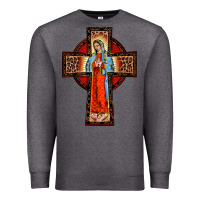 Charcoal Heather lady of guadalupe leopard cross Premium Sweatshirt - BarkalooDesign