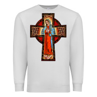 Dove Grey lady of guadalupe leopard cross Premium Sweatshirt - BarkalooDesign