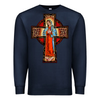 Navy lady of guadalupe leopard cross Premium Sweatshirt - BarkalooDesign
