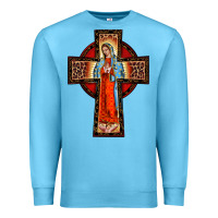 Ocean Blue lady of guadalupe leopard cross Premium Sweatshirt - BarkalooDesign