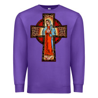 Purple lady of guadalupe leopard cross Premium Sweatshirt - BarkalooDesign