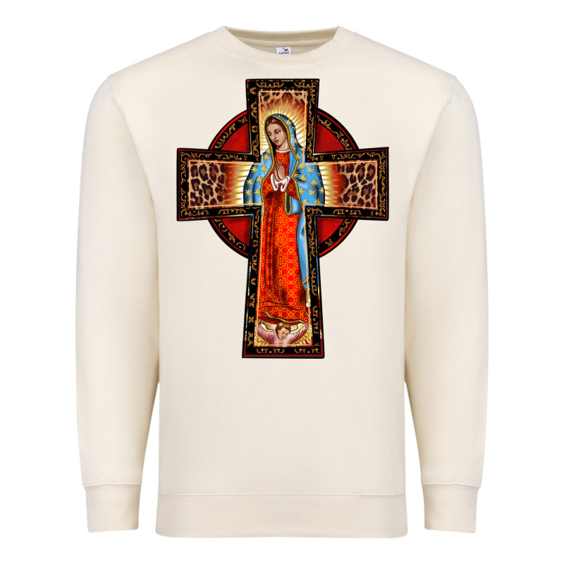 Lady Of Guadalupe Leopard Cross Premium Sweatshirt by BarkalooDesign | Teevron