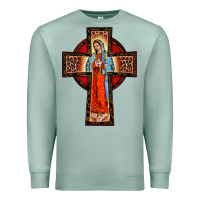 Seafoam lady of guadalupe leopard cross Premium Sweatshirt - BarkalooDesign