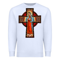 White lady of guadalupe leopard cross Premium Sweatshirt - BarkalooDesign