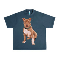 Midnight Navy Brown Pitbull Urban Heavy Tee - RanaPortraitStore