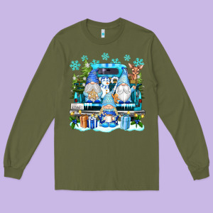 Snowman Gnome Truck Long Sleeve Tee Designed By Texasbilliewilder