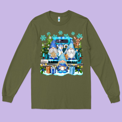 Snowman Gnome Truck Long Sleeve Tee Designed By Texasbilliewilder