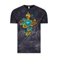 Cloud Black western cross with gemstone and sunflowers Vintage Tee - texasbilliewilder