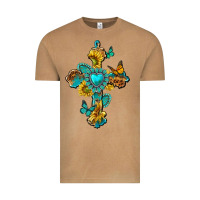 Vintage Camel western cross with gemstone and sunflowers Vintage Tee - texasbilliewilder