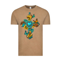 Western Cross With Gemstone And Sunflowers Vintage Tee | Teevron