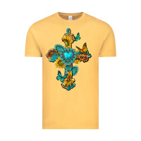 Vintage Mustard western cross with gemstone and sunflowers Vintage Tee - texasbilliewilder