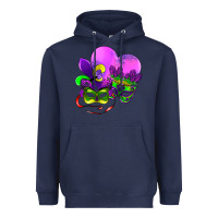 Navy mardi gras heart and mask Heavyweight Hoodie - AdoDesignShop