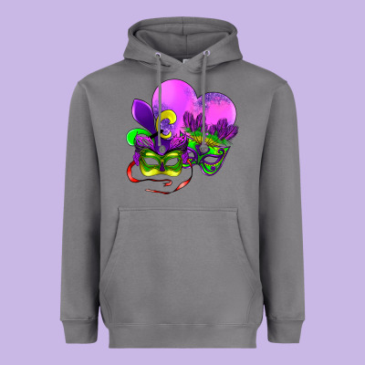 Mardi Gras Heart And Mask Heavyweight Hoodie Designed By Adodesignshop