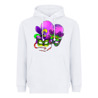 White mardi gras heart and mask Heavyweight Hoodie - AdoDesignShop
