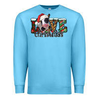 Ocean Blue love Christmas cow Premium Sweatshirt - Jasminsmagicworld