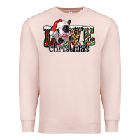 Pale Pink love Christmas cow Premium Sweatshirt - Jasminsmagicworld
