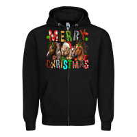 Black Merry christmas horses Zipper Hoodie - FaDigitalArtStudio