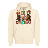 Sandshell Merry christmas horses Zipper Hoodie - FaDigitalArtStudio
